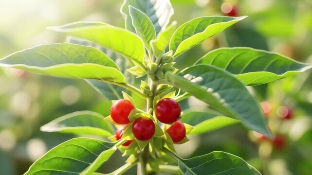 Ashwagandha plant with red berries and green leaves — key herb for Joint Pain Ayurveda treatment