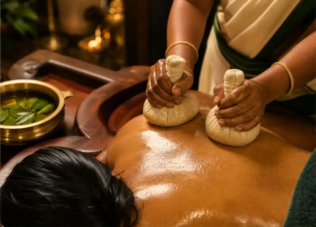 Karkidaka Chikitsa Package with traditional Ayurvedic herbal poultice therapy in Kerala